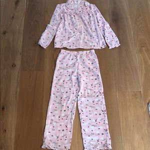 Janie and Jack Girls Fleece Pajama Set with Whimsical Dogs and Collared Top